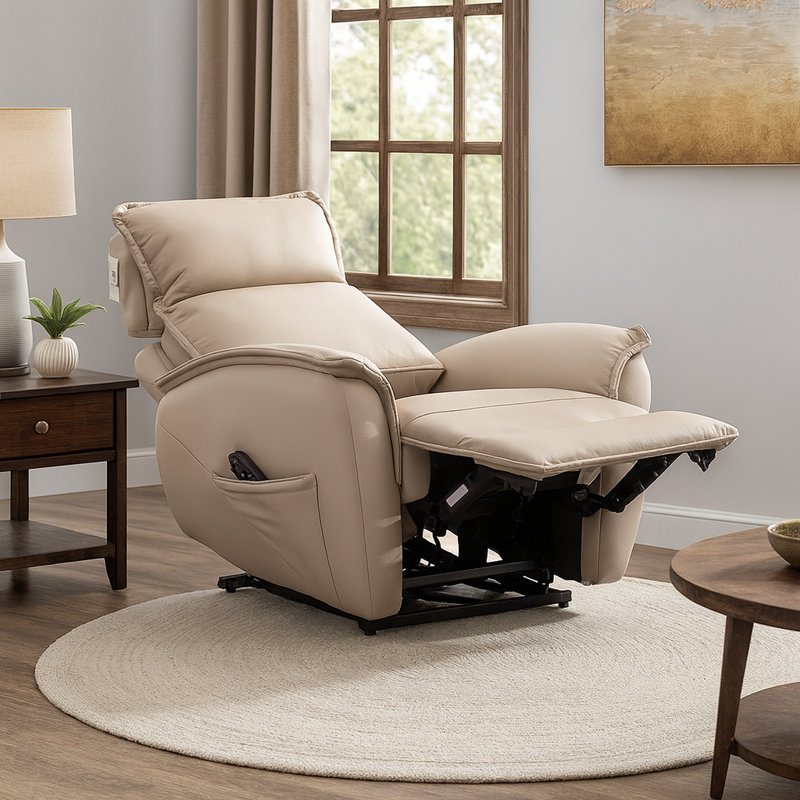 Fauteuil inclinable électrique en cuir Solaro avec double moteur, fauteuil inclinable électrique en cuir avec télécommande