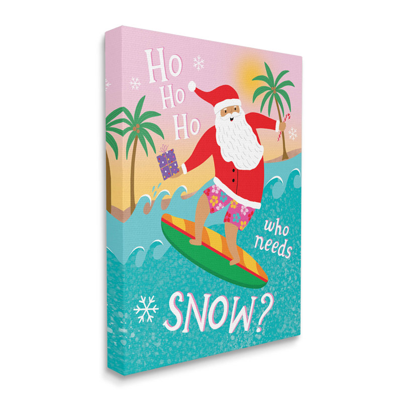 «Who Needs Snow Surfing Santa» par Nina Seven, H 48 po x l 36 po x P 1,5 po