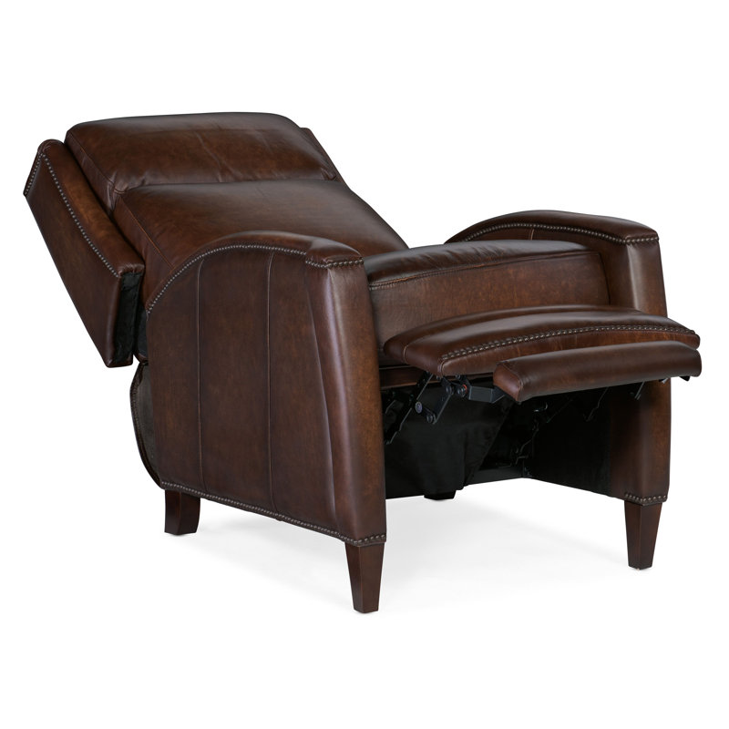 Dunsten Manual Push Back Recliner, Manual, Dark Brown Genuine Leather