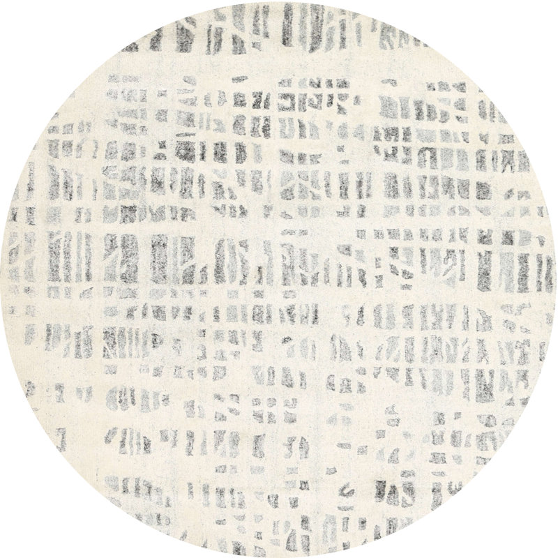 Tapis abstrait beige, Rond 7 pi