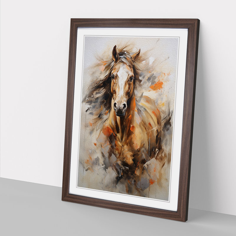 Horse Gestural Art - Framed Print, Walnut, 64cm H x 46cm W x 2cm D