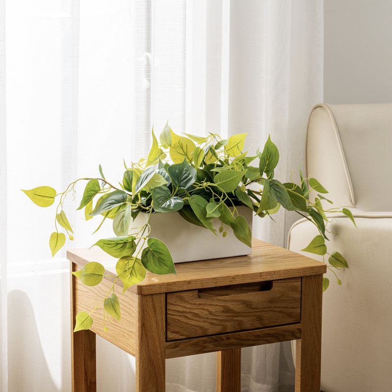 31.98cm Faux Pothos Plant in Cement Pot