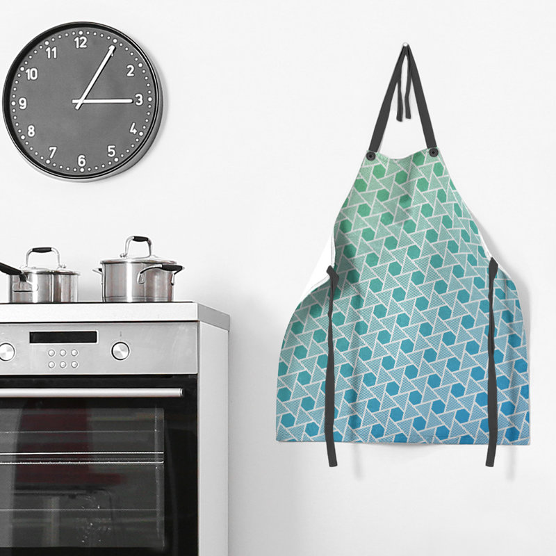 Tablier en hexagones et triangles Rainbow, Vert/bleu