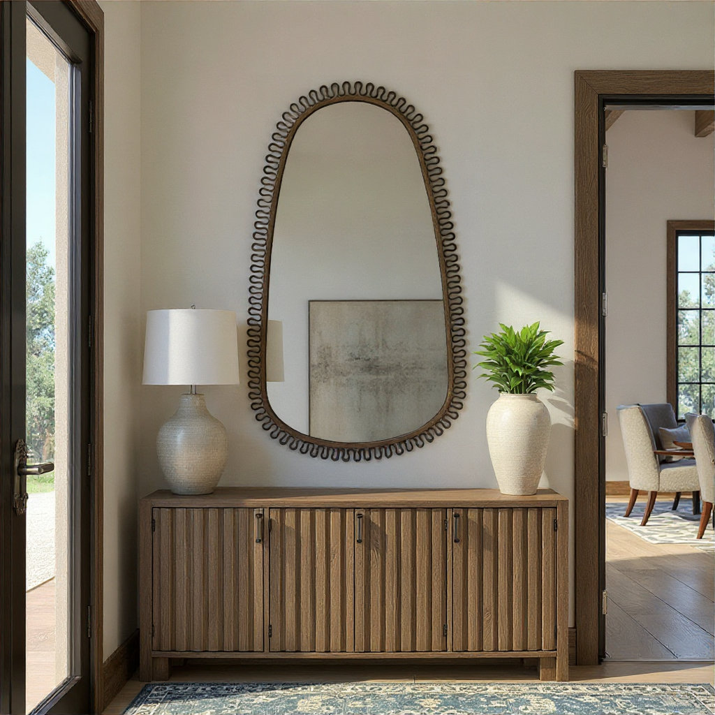 Squiggle Oval Mirror Bronze