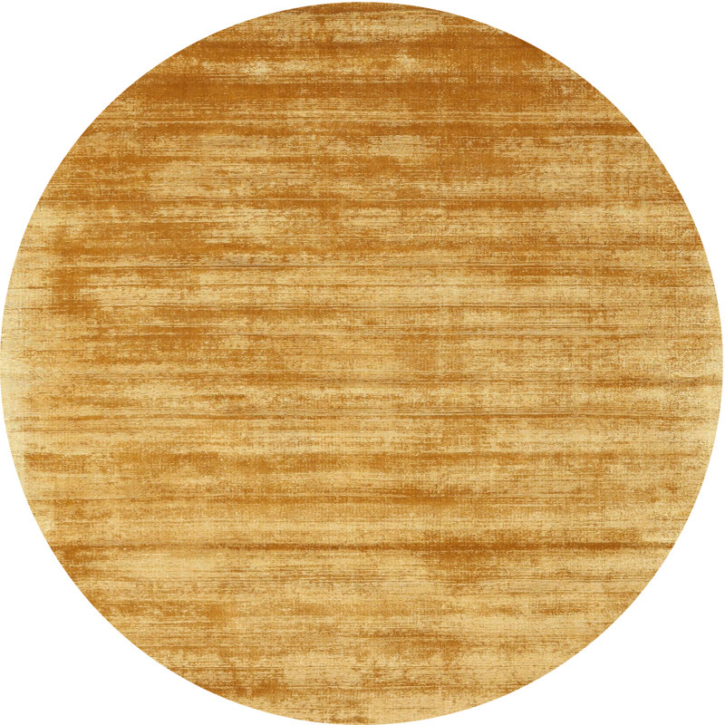 Tapis contemporain jaune, Rond 7 pi