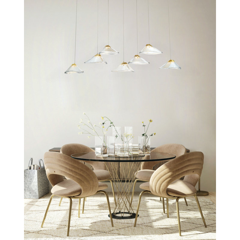 Bretson 7 - Light Gold LED Cluster Pendant