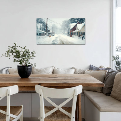  Art mural de Noël scène d'hiver, images de quartier enneigées, œuvre d'art sur toile, impression d'affiche subtile, décoration murale confortable pour le salon, la chambre à coucher, œuvre suspendue des Fêtes, 40 po x 20 po