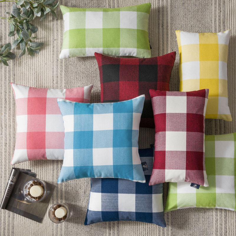 Coussin Buffalo, Bleu / blanc