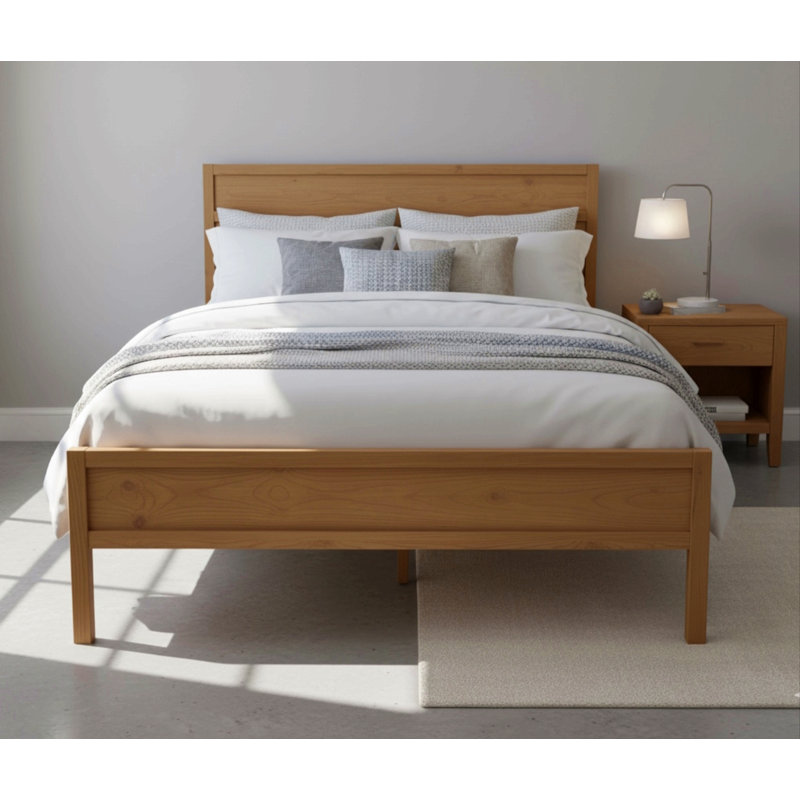 Lit à panneau moderne en bois pour chambre à coucher, Grand lit