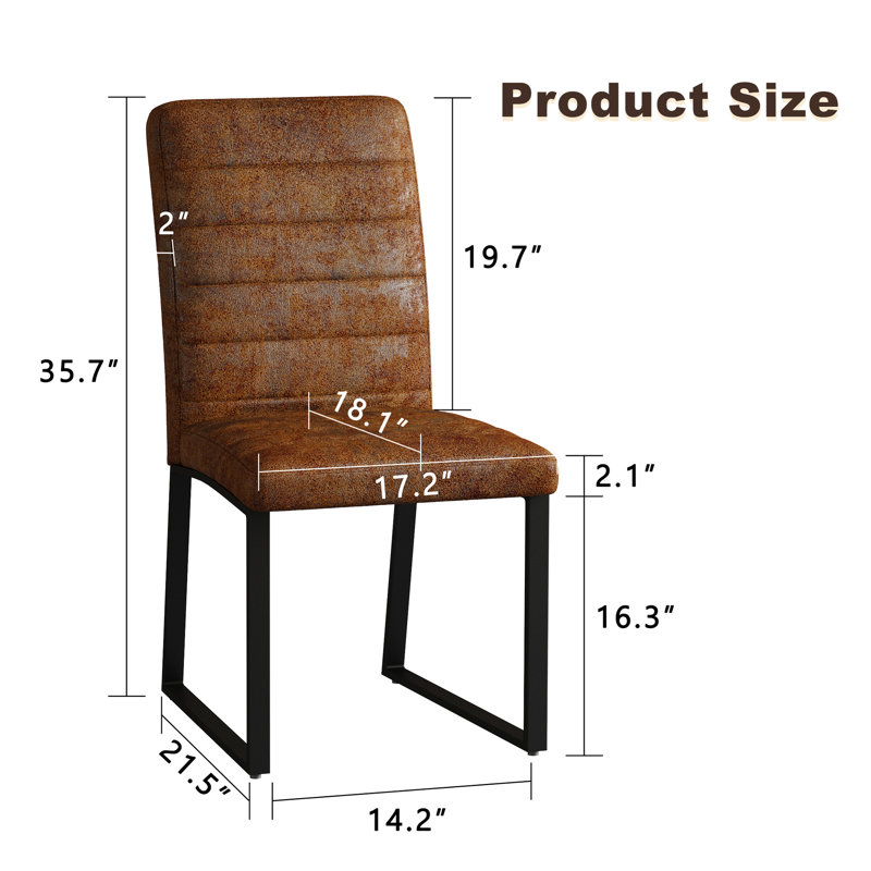 4 chaises de salle à manger faciles à assembler avec structure en cuir et pieds en fer mousse moyenne