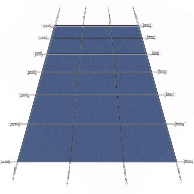 Couverture de sécurité hivernale pour piscine creusée de 16 x 32 pi (dimensions de la couverture : 18 x 34 pi), couverture de piscine en maille bleue robuste à triple couture