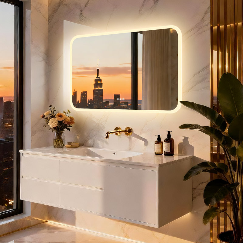 Led Anti-Fog Bathroom Vanity Mirror With Lights,Bluetooth, Dual Poweful Speaker,3 Color Temperature,Dimmable Ip66, 28" x 40"