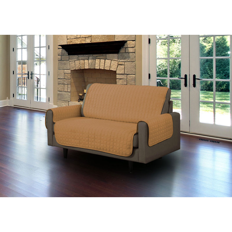 Housse pour causeuse à coussins carrés/rectangulaires suédé, Microfibre chameau
