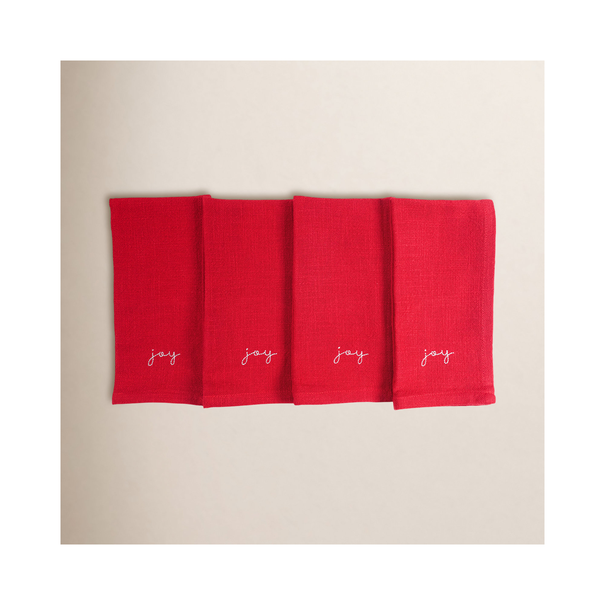 Muriel Napkins, Holiday Red Embroidered Monaco