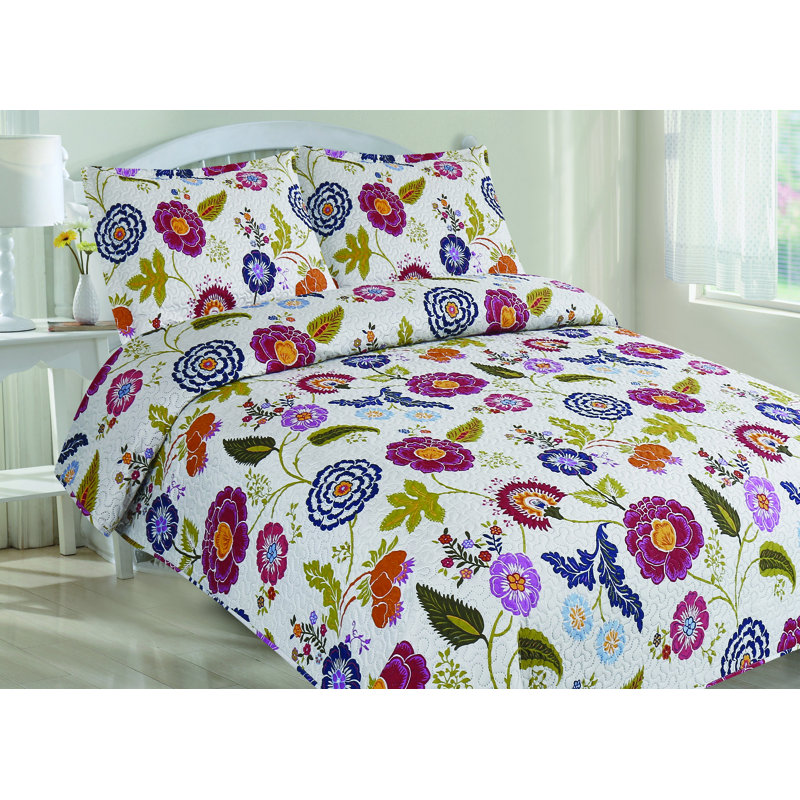 Polyester Standard Floral Quilt, Twin Quilt + 1 Shams