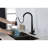 Single Handle Kitchen Sink Faucet With Pull Down , Stainless Steel Composition, Matte Black Tone, 360 Rotating High - Arc Nozzle, Three Water Output Modes  Stream, Spray,  , Convenient Temperature-283934594