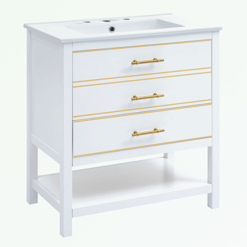 Rangement pour salle de bain Quashia, Blanc