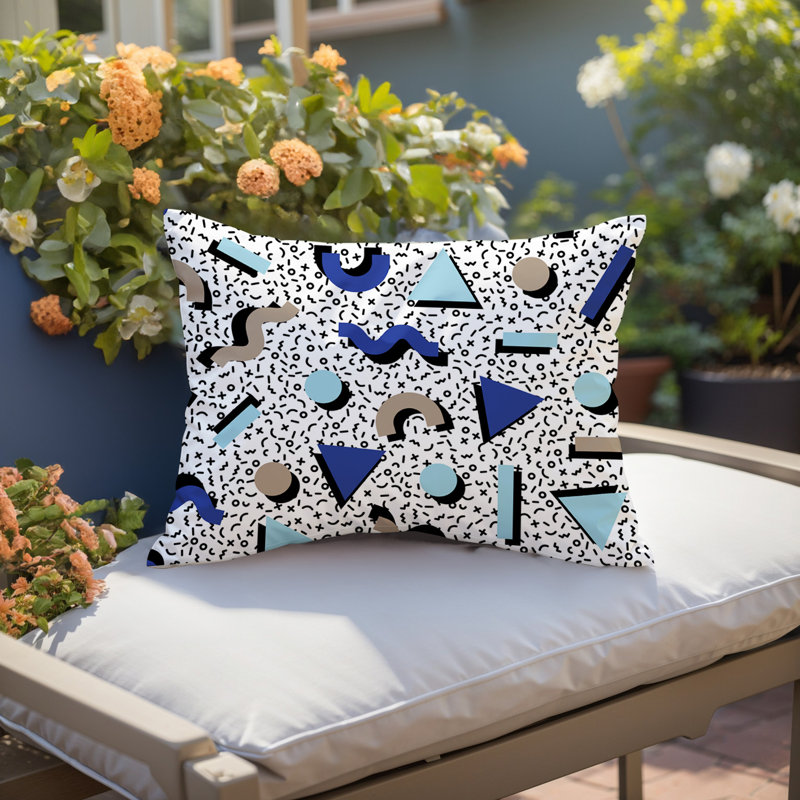 Coussin lombaire réversible intérieur / extérieur Moxo, Rectangle H 18 po x l 25 po, NavyBlue