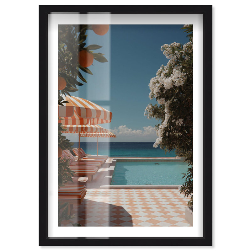 «Orange Grove Oasis», impression rétro Glam Decor par Notoriart, cadre noir, 16 x 24, H 25 po x l 17 po, Cadre noir