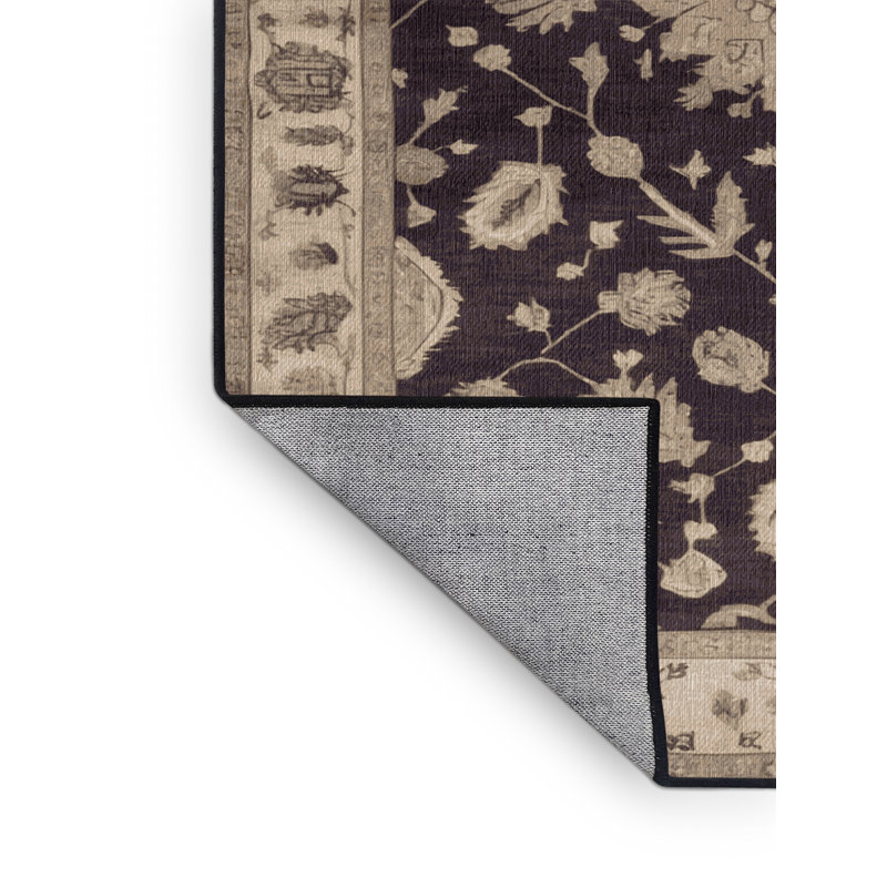 Tapis noir surteint lavable à la machine, Rond 3 pi