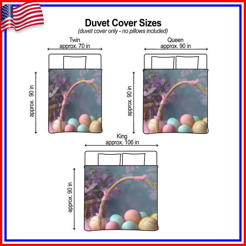 Pastel Easter Eggs Basket Duvet Covers, King