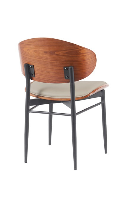 Chaise d'intérieur moderne en métal avec siège en vinyle crème