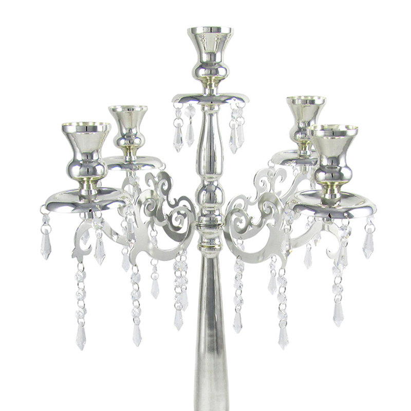 Metal Tabletop Candelabra, 25.8" H x 17" W x 17" D, Silver