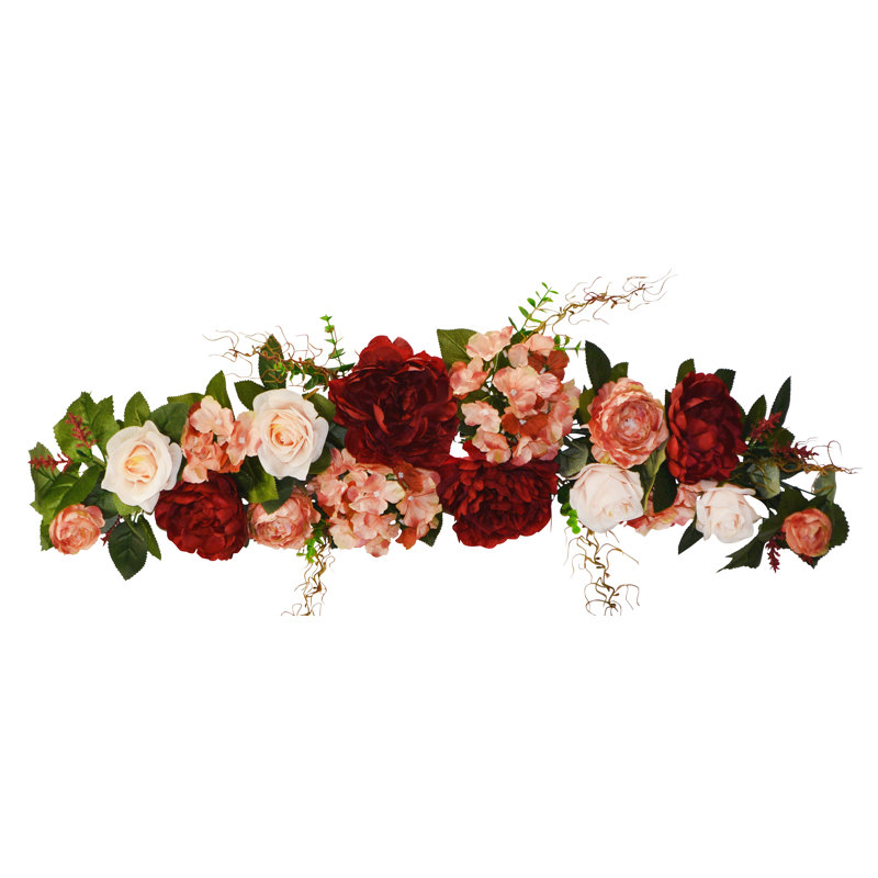 32" Burgundy Peony Rose Hydrangea Swag