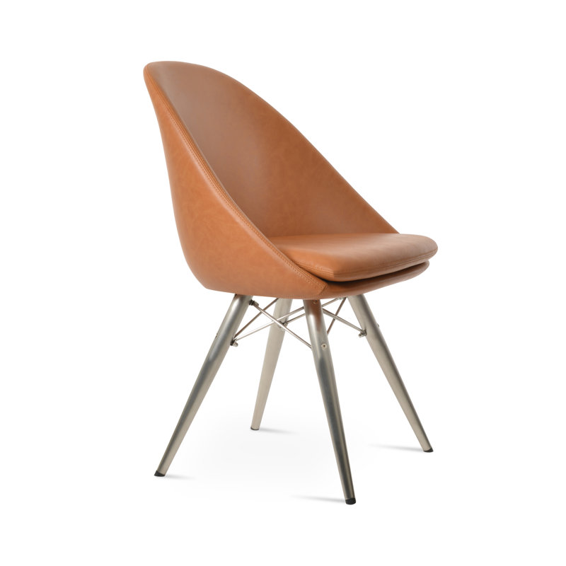 Chaise d'appoint Avanos, Caramel, Acier inoxydable