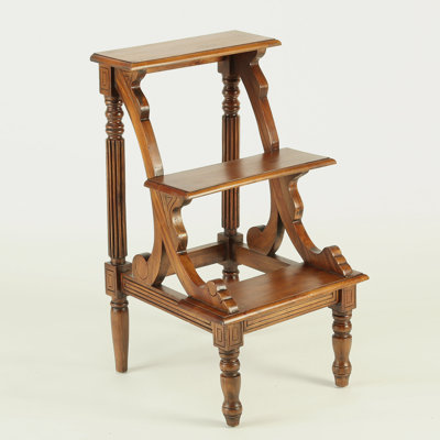 Library 3 Step Wood Step Stool