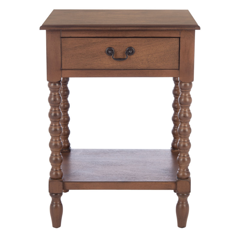 Athena Medium Brown Pinewood Accent Table with Storage