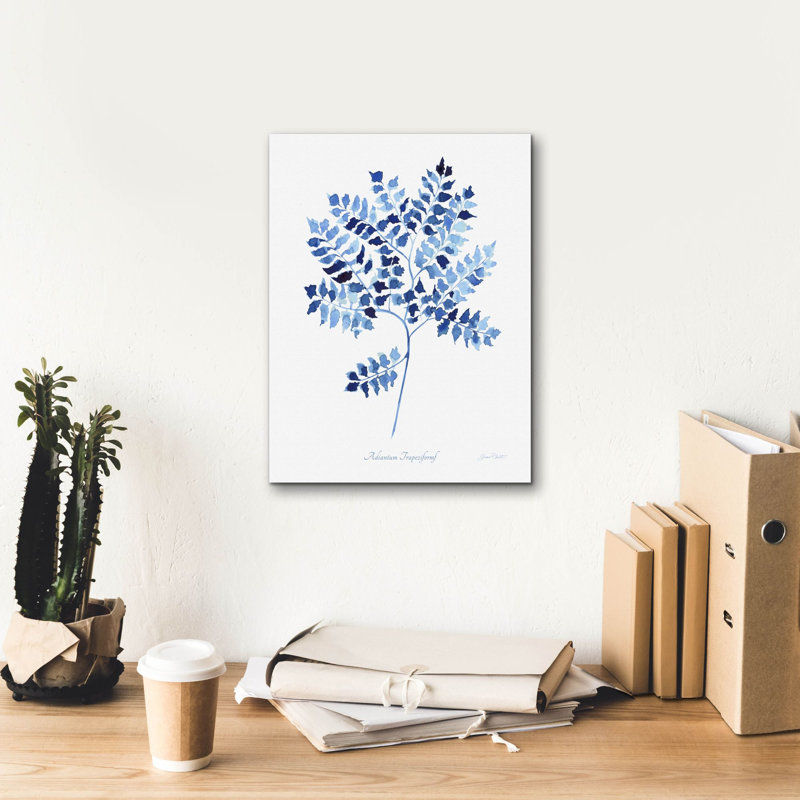  «Indigo Botanical 12» par Jean Plout, art mural sur toile, 12 po x 16 po