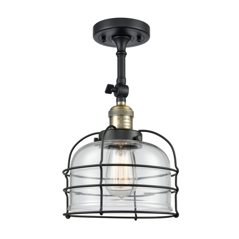 Applique murale 1 lumière 9 "Bell Cage, Laiton antique noir, Clair, Ampoule non incluse