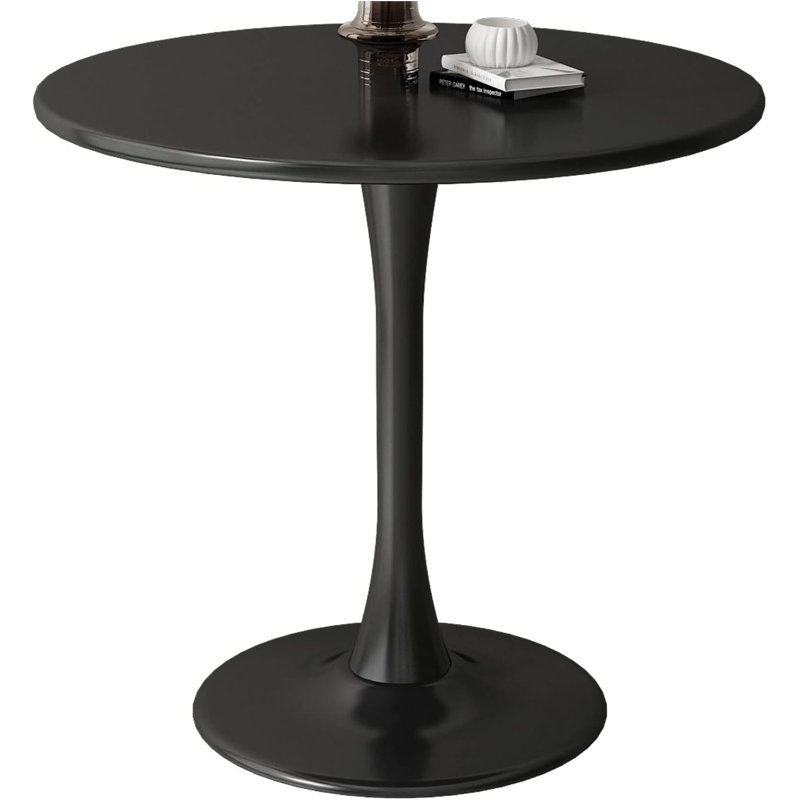 Ensemble de table de salle à manger, table de salle à manger ronde de 24 po et 2 chaises de salle à manger en velours avec pieds plaqués or