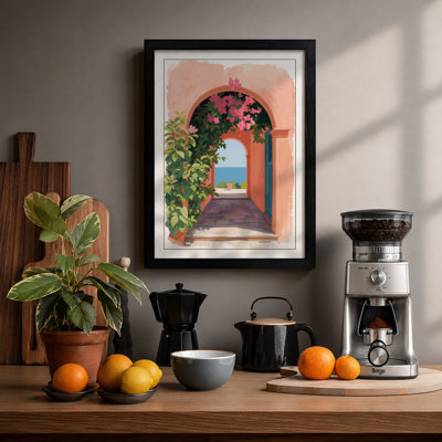 Mediterranean Doorway Coastal - Framed Print