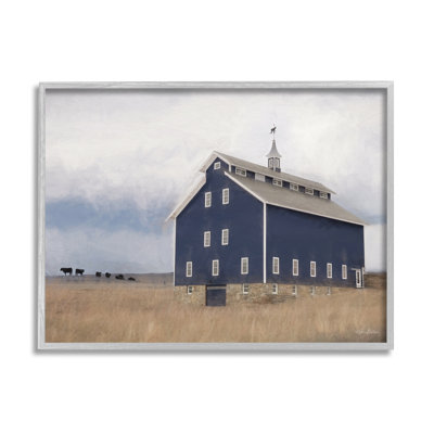 «Blue Farm Barn Landscape, Grazing Cloudy Sky» par - ferme, impression