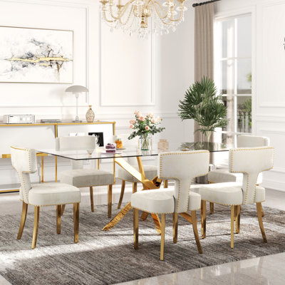 Ensemble de salle à manger sur pied moderne en verre trempé avec chaise Chenin