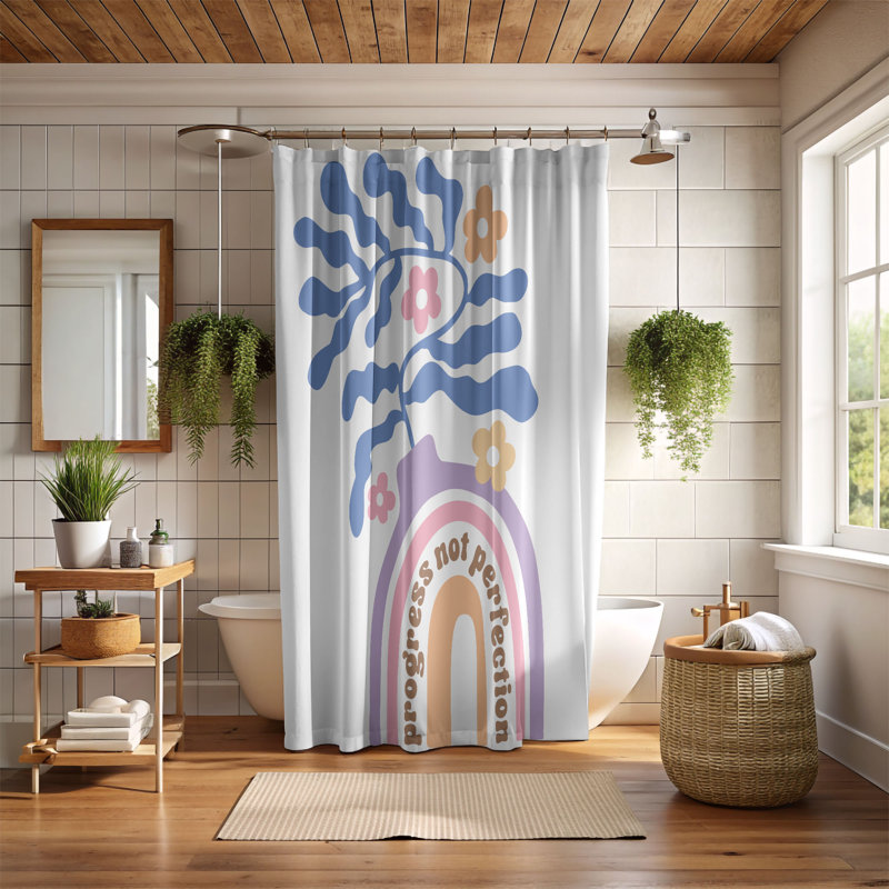 Fresh Bloom - Rideau de douche standard 1 pièce, H 74 po x l 71 po