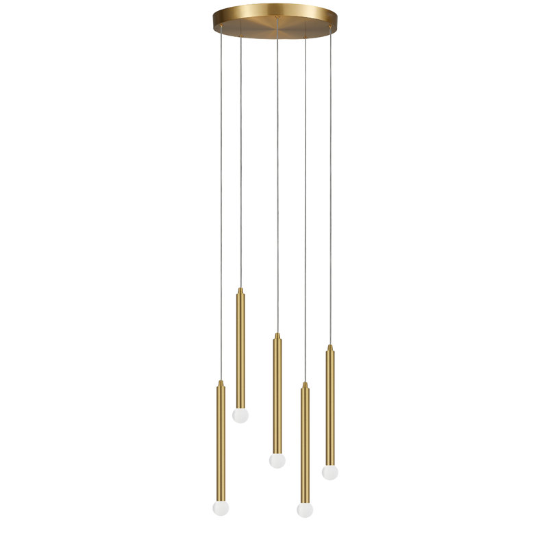 Sanya 5 Light Multi Pendant, Aged Brass
