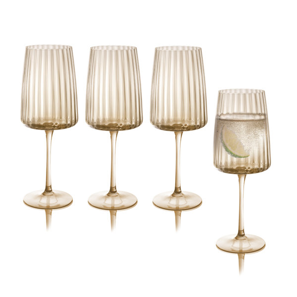 Orlosky Amber All Purpose Wine Glasses, Set/4