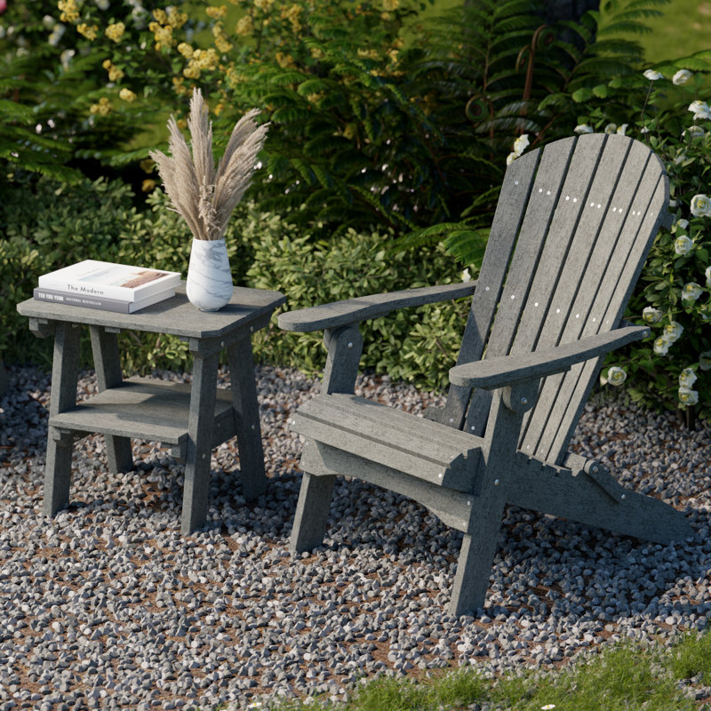 Ensemble Adirondack pliant 3 pièces avec table d'appoint Heritage, Gris foncé