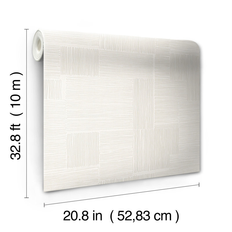 Geometric Metallic Wallpaper Roll, Ivory