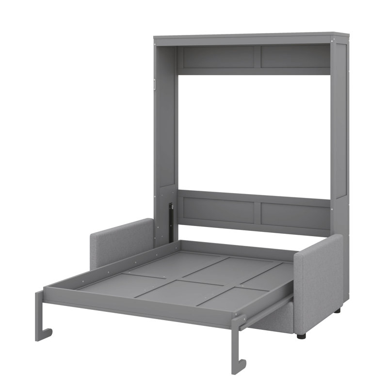 Grand lit escamotable mural avec coussin, Grand lit, Gris