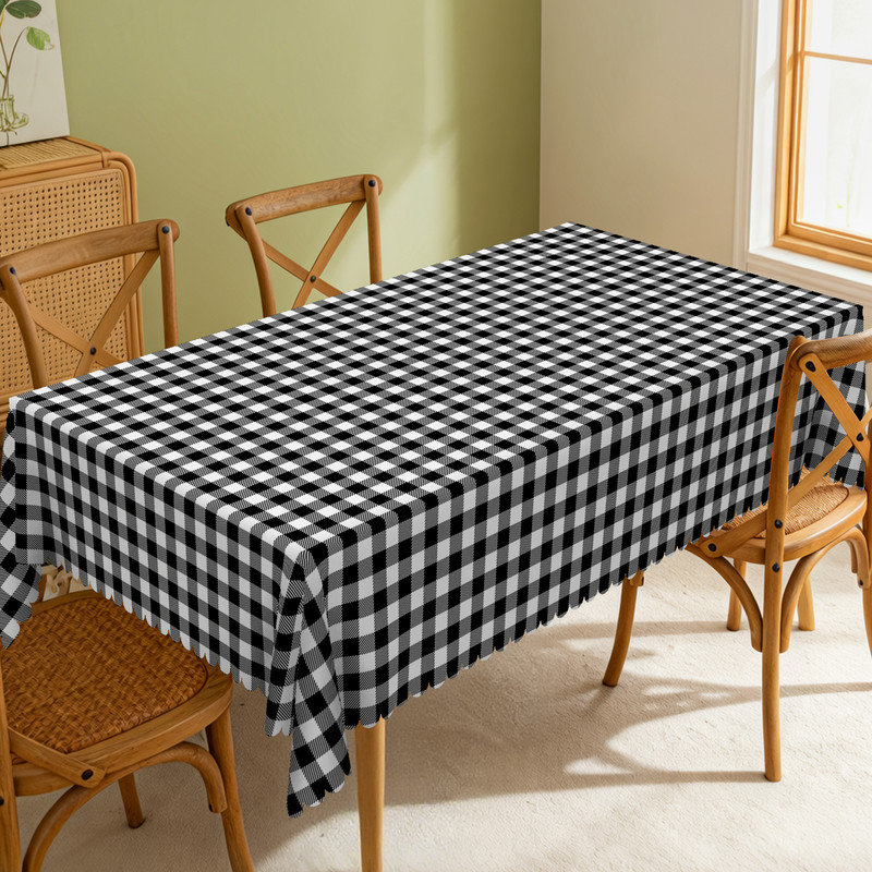 Nappe en polyester à carreaux noirs et lavable à la machine, L 70,8 po x l 55,12 po