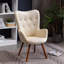 Chaise en velours blanc avec capitonnage à boutons - Pieds en bois massif, rembourrage en mousse de luxe et pieds soyeux, siège confortable-1985990014