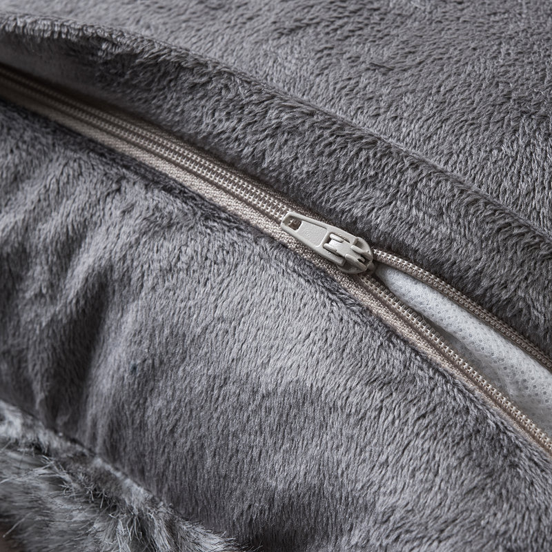  Housse de coussin lombaire en fausse fourrure singapourienne, Gray