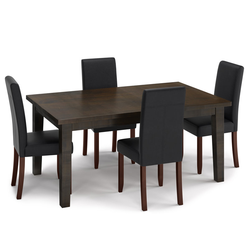 Ensemble de salle à manger 5 pièces Acadian / Eastwood avec table en bois massif et 4 chaises rembourrées à haut dossier
