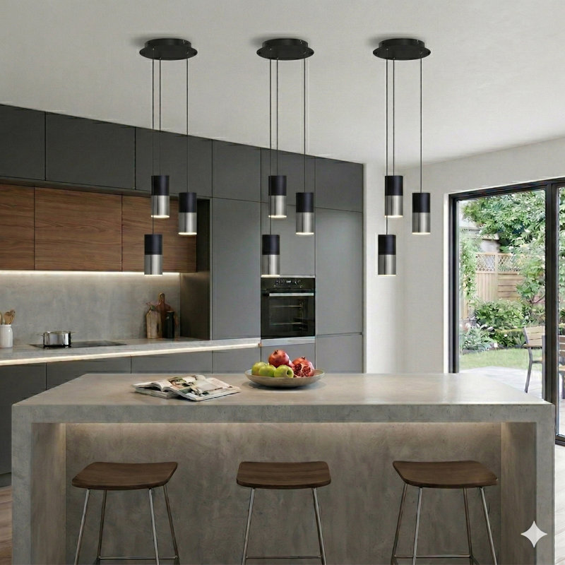 Grecia 3 - Light Cluster Pendant, Black/Nickel