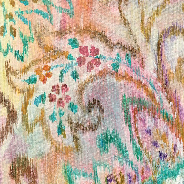 « boho motif cachemire iii », reproduction d’art sur toile tendue, H 12 po x l 12 po x P 1,5 po