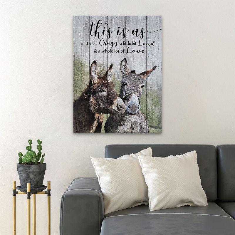 Couple of Donkeys - This Is Us - 1 pièce, reproduction d'art graphique sur toile tendue, H 14 po x l 11 po x P 2 po